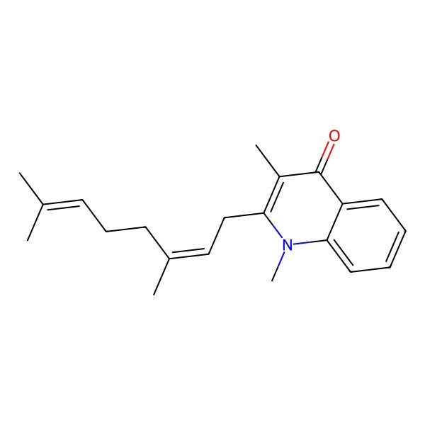 2D Structure of 2-[(2E)-3,7-dimethylocta-2,6-dienyl]-1,3-dimethylquinolin-4-one