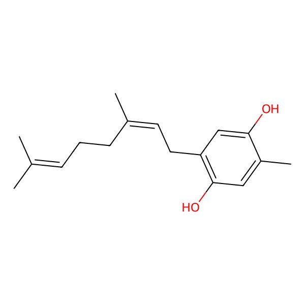 2D Structure of 2-[(2E)-3,7-dimethylocta-2,6-dienyl]-5-methylbenzene-1,4-diol
