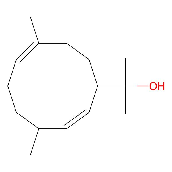 2D Structure of 2-[(2E,4S,7E)-4,8-dimethylcyclodeca-2,7-dien-1-yl]propan-2-ol