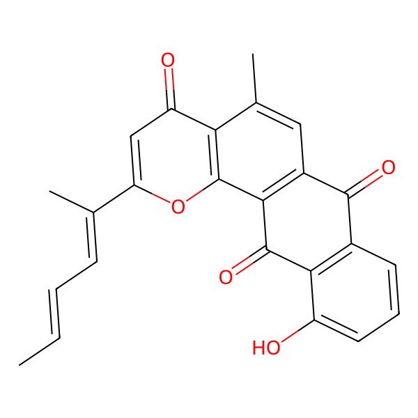 2D Structure of 2-[(2E,4Z)-hexa-2,4-dien-2-yl]-11-hydroxy-5-methylnaphtho[2,3-h]chromene-4,7,12-trione
