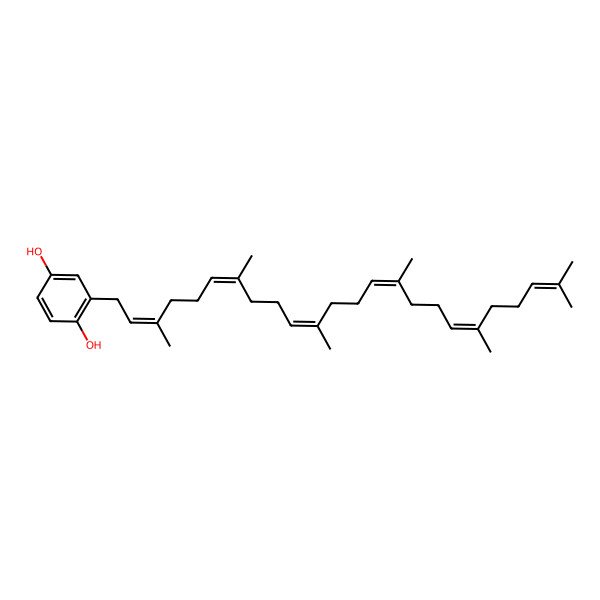 2D Structure of 2-[(2E,6E,10E,14E,18E)-3,7,11,15,19,23-hexamethyltetracosa-2,6,10,14,18,22-hexaenyl]benzene-1,4-diol