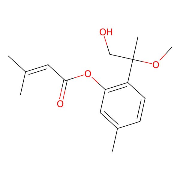 2D Structure of [2-[(2R)-1-hydroxy-2-methoxypropan-2-yl]-5-methylphenyl] 3-methylbut-2-enoate