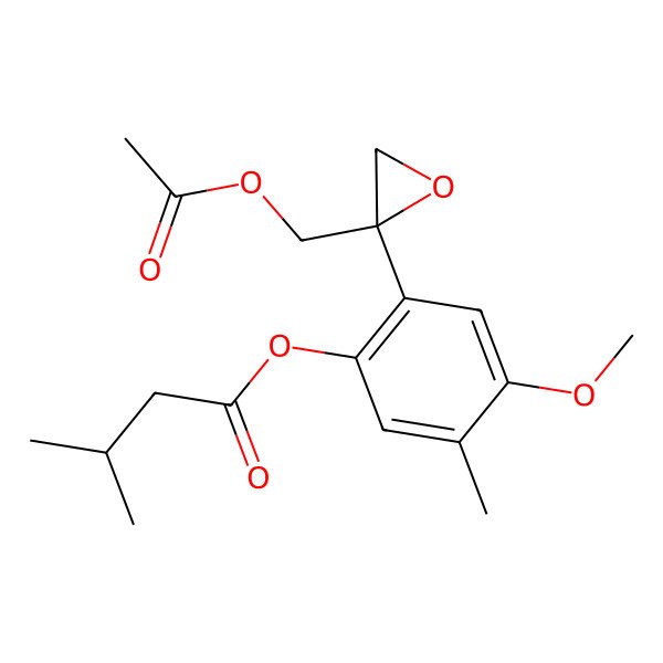 2D Structure of [2-[(2R)-2-(acetyloxymethyl)oxiran-2-yl]-4-methoxy-5-methylphenyl] 3-methylbutanoate