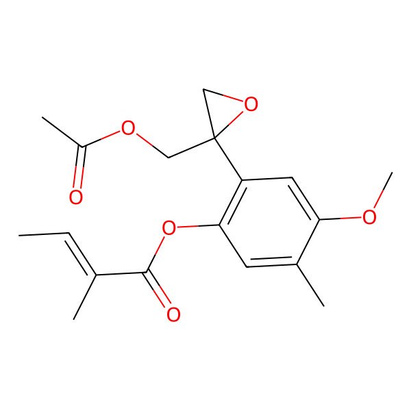 2D Structure of [2-[(2R)-2-(acetyloxymethyl)oxiran-2-yl]-4-methoxy-5-methylphenyl] (E)-2-methylbut-2-enoate