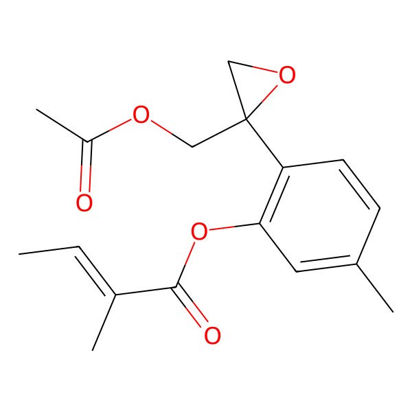 2D Structure of [2-[(2R)-2-(acetyloxymethyl)oxiran-2-yl]-5-methylphenyl] (E)-2-methylbut-2-enoate