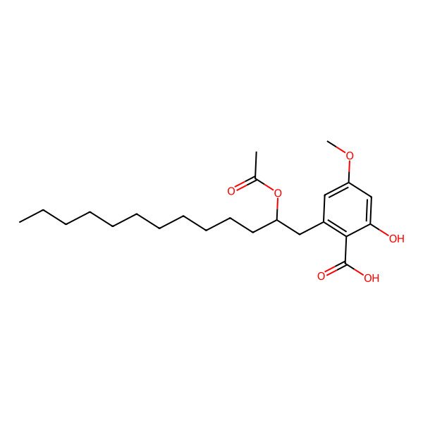 2D Structure of 2-[(2R)-2-acetyloxytridecyl]-6-hydroxy-4-methoxybenzoic acid