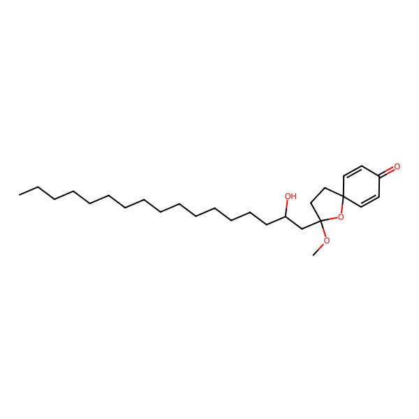 2D Structure of 2-[(2R)-2-hydroxyheptadecyl]-2-methoxy-1-oxaspiro[4.5]deca-6,9-dien-8-one