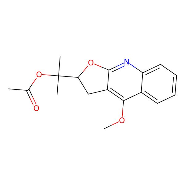 2D Structure of 2-[(2R)-4-methoxy-2,3-dihydrofuro[2,3-b]quinolin-2-yl]propan-2-yl acetate
