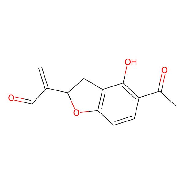 2D Structure of 2-[(2R)-5-acetyl-4-hydroxy-2,3-dihydro-1-benzofuran-2-yl]prop-2-enal