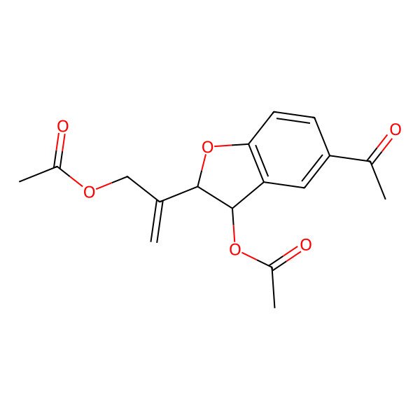 2D Structure of 2-[(2R,3S)-5-acetyl-3-acetyloxy-2,3-dihydro-1-benzofuran-2-yl]prop-2-enyl acetate