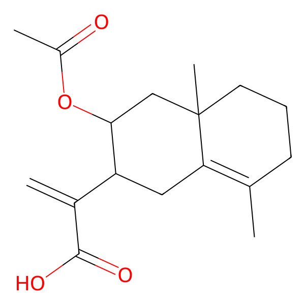 2D Structure of 2-[(2R,3S,4aR)-3-acetyloxy-4a,8-dimethyl-2,3,4,5,6,7-hexahydro-1H-naphthalen-2-yl]prop-2-enoic acid