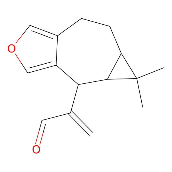 2D Structure of 2-[(2R,3S,5S)-4,4-dimethyl-10-oxatricyclo[6.3.0.03,5]undeca-1(11),8-dien-2-yl]prop-2-enal