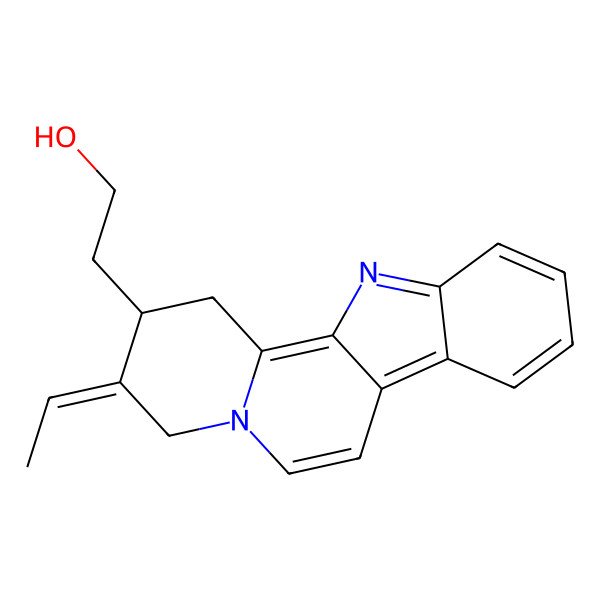 2D Structure of 2-[(2R,3Z)-3-ethylidene-2,4-dihydro-1H-indolo[2,3-a]quinolizin-2-yl]ethanol