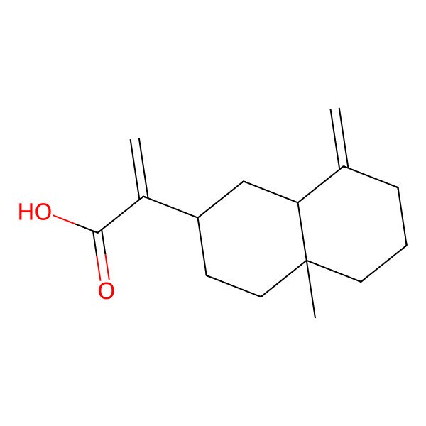 2D Structure of 2-[(2R,4aR)-4a-methyl-8-methylidene-1,2,3,4,5,6,7,8a-octahydronaphthalen-2-yl]prop-2-enoic acid