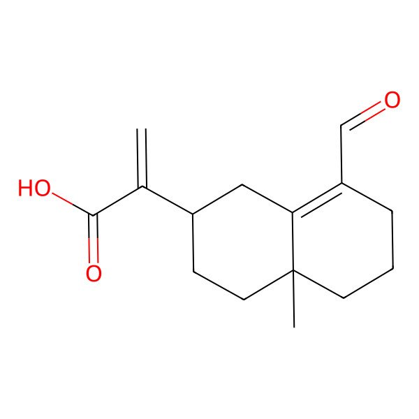 2D Structure of 2-[(2R,4aR)-8-formyl-4a-methyl-2,3,4,5,6,7-hexahydro-1H-naphthalen-2-yl]prop-2-enoic acid