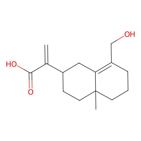 2D Structure of 2-[(2R,4aR)-8-(hydroxymethyl)-4a-methyl-2,3,4,5,6,7-hexahydro-1H-naphthalen-2-yl]prop-2-enoic acid