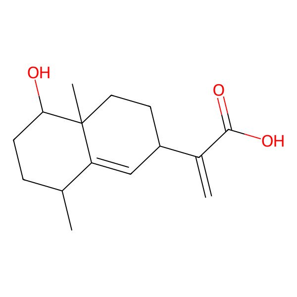 2D Structure of 2-[(2R,4aR,5R,8S)-5-hydroxy-4a,8-dimethyl-3,4,5,6,7,8-hexahydro-2H-naphthalen-2-yl]prop-2-enoic acid