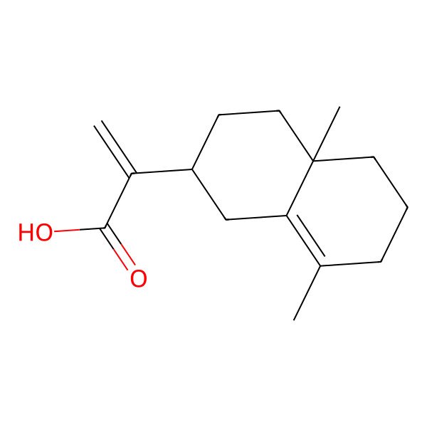 2D Structure of 2-[(2R,4aS)-4a,8-dimethyl-2,3,4,5,6,7-hexahydro-1H-naphthalen-2-yl]prop-2-enoic acid