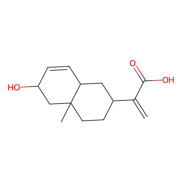 2D Structure of 2-[(2R,4aS,6R,8aS)-6-hydroxy-4a-methyl-2,3,4,5,6,8a-hexahydro-1H-naphthalen-2-yl]prop-2-enoic acid