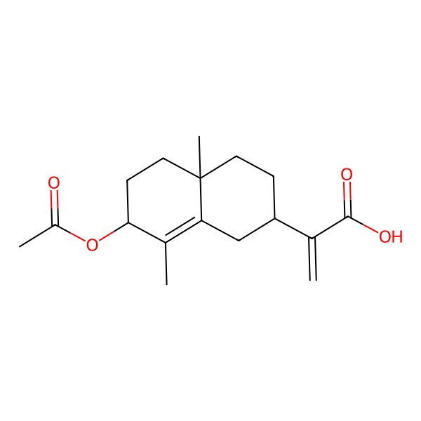 2D Structure of 2-[(2R,4aS,7R)-7-acetyloxy-4a,8-dimethyl-2,3,4,5,6,7-hexahydro-1H-naphthalen-2-yl]prop-2-enoic acid