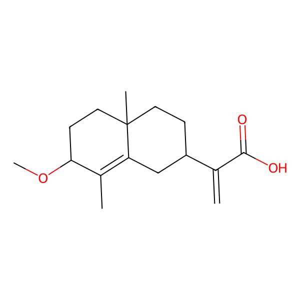 2D Structure of 2-[(2R,4aS,7R)-7-methoxy-4a,8-dimethyl-2,3,4,5,6,7-hexahydro-1H-naphthalen-2-yl]prop-2-enoic acid