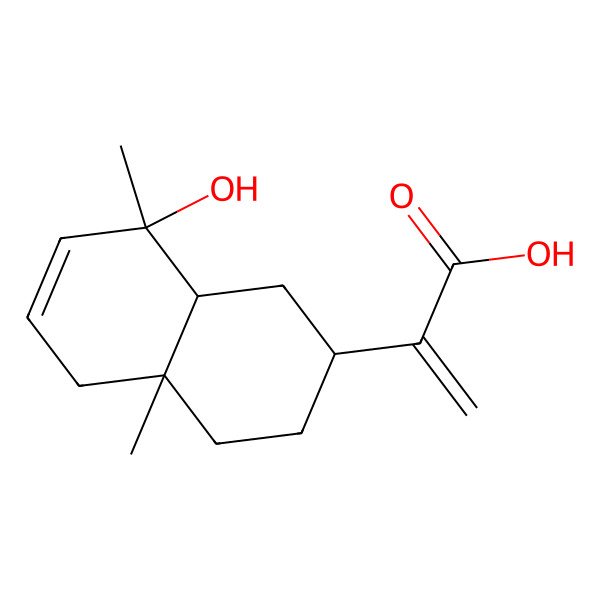 2D Structure of 2-[(2R,4aS,8R,8aR)-8-hydroxy-4a,8-dimethyl-1,2,3,4,5,8a-hexahydronaphthalen-2-yl]prop-2-enoic acid