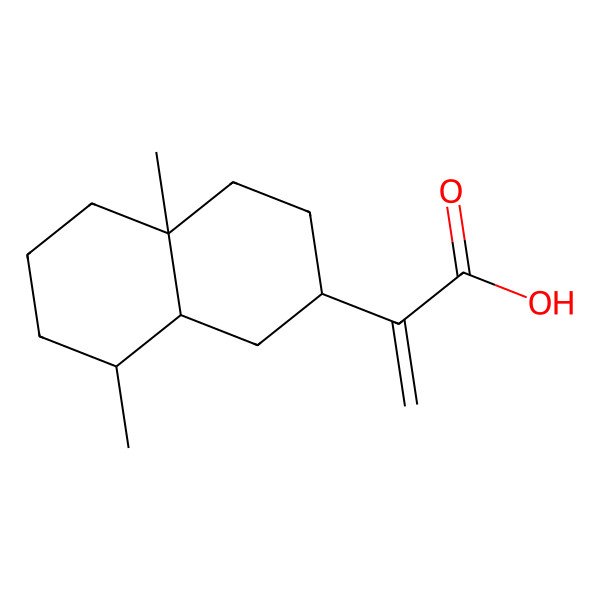 2D Structure of 2-[(2R,4aS,8S,8aS)-4a,8-dimethyl-2,3,4,5,6,7,8,8a-octahydro-1H-naphthalen-2-yl]prop-2-enoic acid