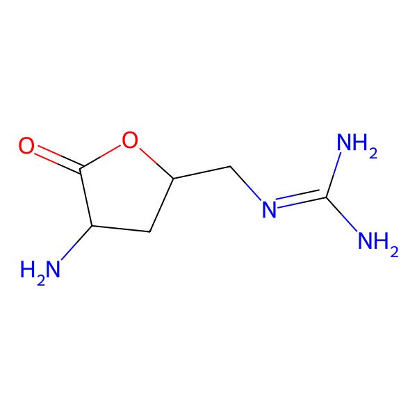 2D Structure of 2-[[(2R,4R)-4-amino-5-oxooxolan-2-yl]methyl]guanidine