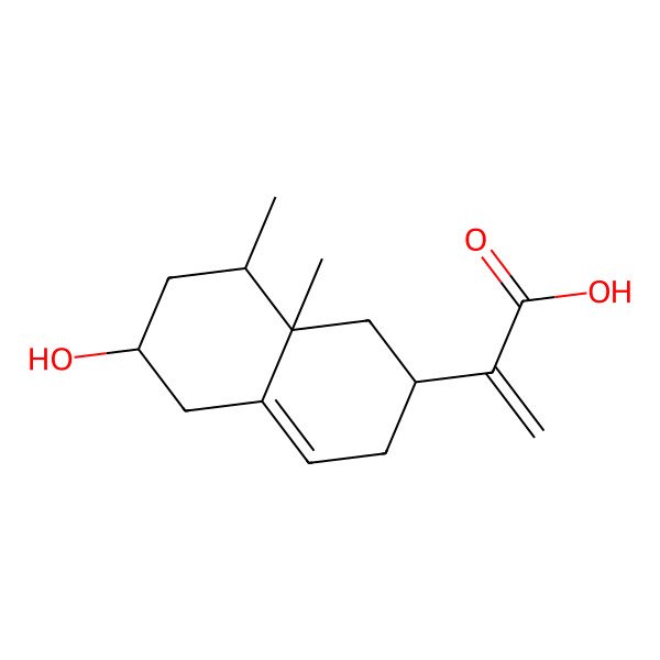 2D Structure of 2-[(2R,6R,8S,8aR)-6-hydroxy-8,8a-dimethyl-2,3,5,6,7,8-hexahydro-1H-naphthalen-2-yl]prop-2-enoic acid