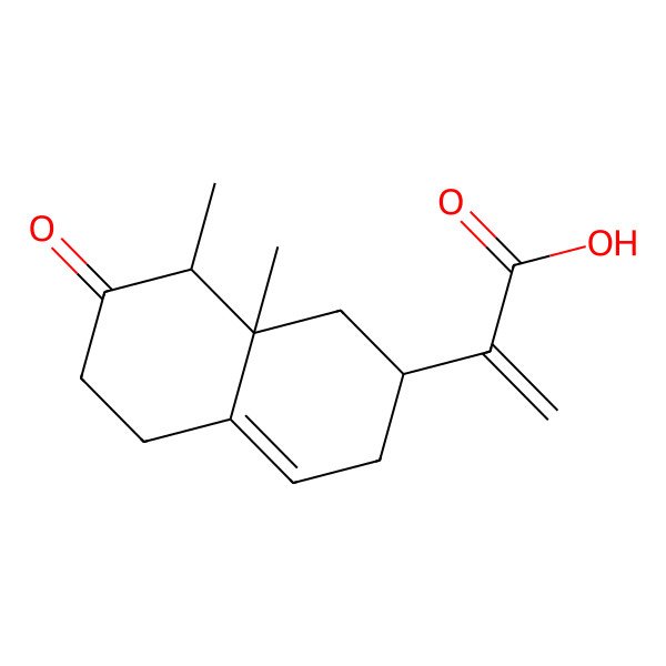 2D Structure of 2-[(2R,8R,8aR)-8,8a-dimethyl-7-oxo-1,2,3,5,6,8-hexahydronaphthalen-2-yl]prop-2-enoic acid