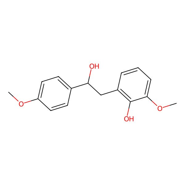 2D Structure of 2-[(2S)-2-hydroxy-2-(4-methoxyphenyl)ethyl]-6-methoxyphenol