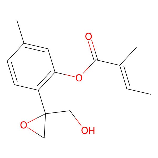 2D Structure of [2-[(2S)-2-(hydroxymethyl)oxiran-2-yl]-5-methylphenyl] (E)-2-methylbut-2-enoate