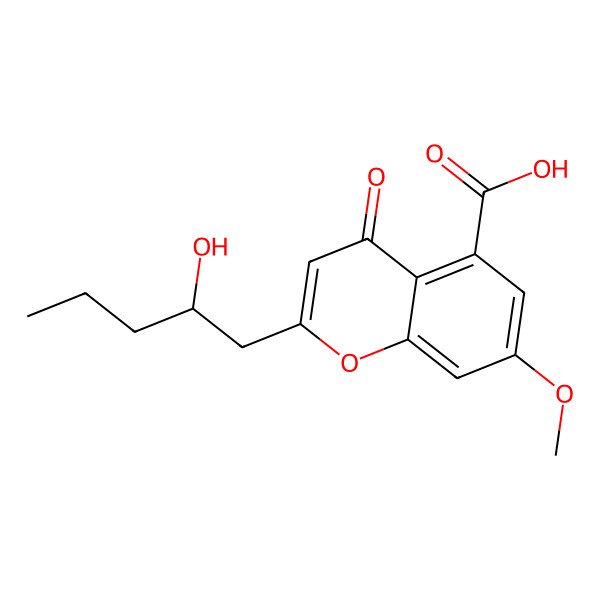 2D Structure of 2-[(2S)-2-hydroxypentyl]-7-methoxy-4-oxochromene-5-carboxylic acid