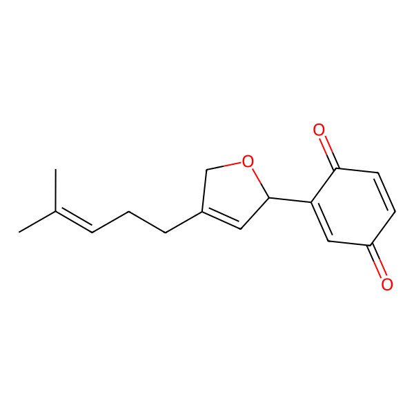 2D Structure of 2-[(2S)-4-(4-methylpent-3-enyl)-2,5-dihydrofuran-2-yl]cyclohexa-2,5-diene-1,4-dione