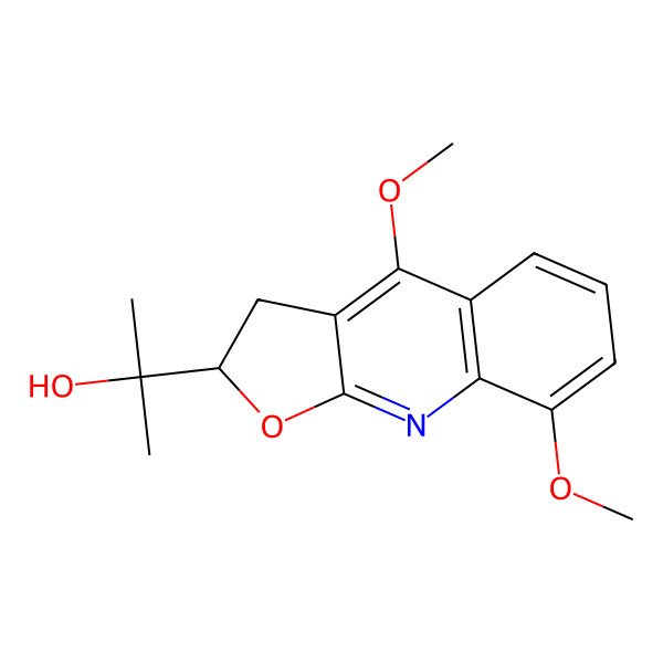 2D Structure of 2-[(2S)-4,8-dimethoxy-2,3-dihydrofuro[2,3-b]quinolin-2-yl]propan-2-ol