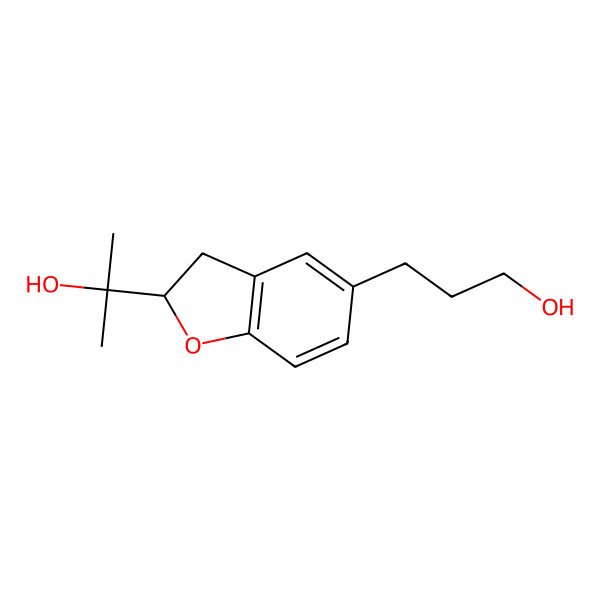 2D Structure of 2-[(2S)-5-(3-hydroxypropyl)-2,3-dihydro-1-benzofuran-2-yl]propan-2-ol