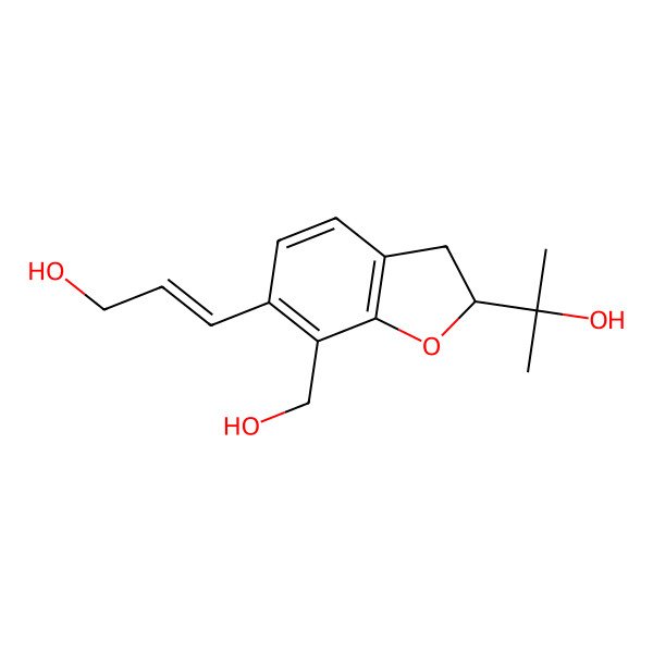 2D Structure of 2-[7-(hydroxymethyl)-6-[(Z)-3-hydroxyprop-1-enyl]-2,3-dihydro-1-benzouran-2-yl]propan-2-ol
