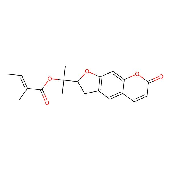 2D Structure of 2-[(2S)-7-oxo-2,3-dihydrofuro[3,2-g]chromen-2-yl]propan-2-yl (Z)-2-methylbut-2-enoate