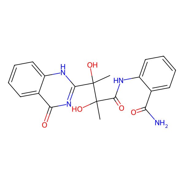 2D Structure of 2-[[(2S,3R)-2,3-dihydroxy-2-methyl-3-(4-oxo-1H-quinazolin-2-yl)butanoyl]amino]benzamide