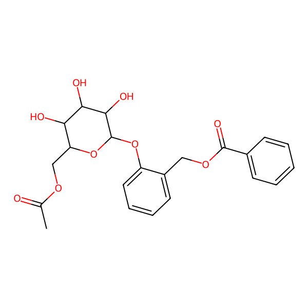 2D Structure of [2-[(2S,3R,4S,5S,6R)-6-(acetyloxymethyl)-3,4,5-trihydroxyoxan-2-yl]oxyphenyl]methyl benzoate