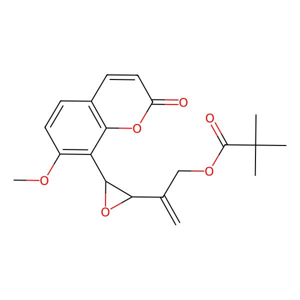 2D Structure of 2-[(2S,3S)-3-(7-methoxy-2-oxochromen-8-yl)oxiran-2-yl]prop-2-enyl 2,2-dimethylpropanoate