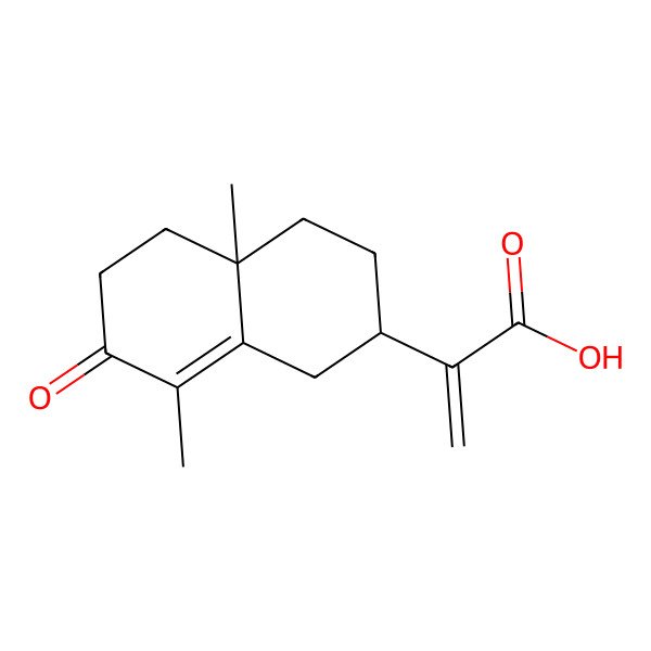 2D Structure of 2-[(2S,4aR)-4a,8-dimethyl-7-oxo-1,2,3,4,5,6-hexahydronaphthalen-2-yl]prop-2-enoic acid