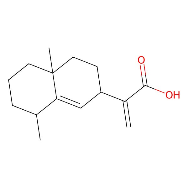 2D Structure of 2-[(2S,4aS,8R)-4a,8-dimethyl-3,4,5,6,7,8-hexahydro-2H-naphthalen-2-yl]prop-2-enoic acid