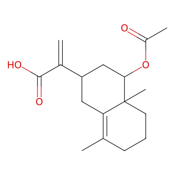 2D Structure of 2-[(2S,4S,4aS)-4-acetyloxy-4a,8-dimethyl-2,3,4,5,6,7-hexahydro-1H-naphthalen-2-yl]prop-2-enoic acid