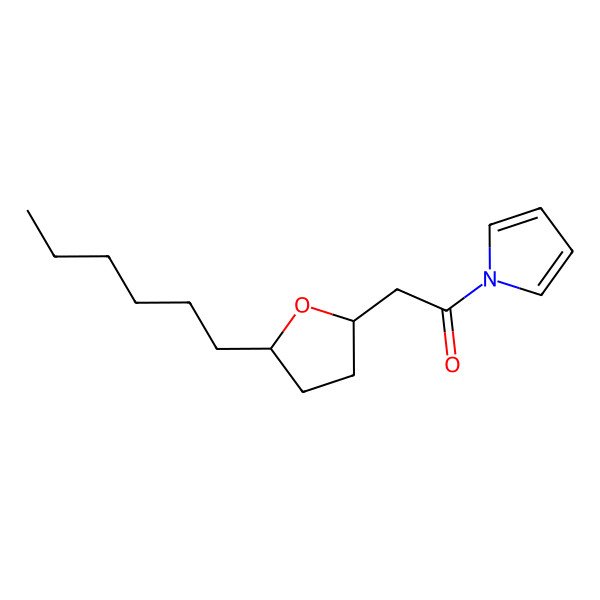 2D Structure of 2-[(2S,5S)-5-hexyloxolan-2-yl]-1-pyrrol-1-ylethanone