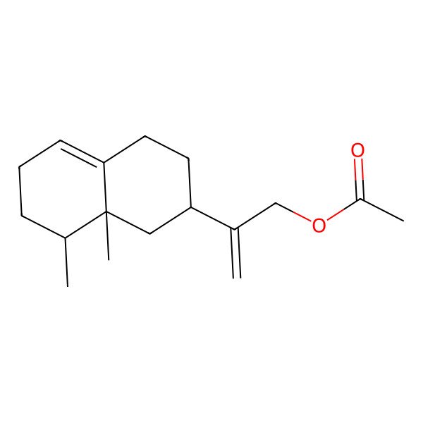 2D Structure of 2-[(2S,8S,8aR)-8,8a-dimethyl-2,3,4,6,7,8-hexahydro-1H-naphthalen-2-yl]prop-2-enyl acetate