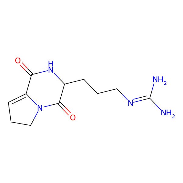 2D Structure of 2-[3-(1,4-Dioxo-2,3,6,7-tetrahydropyrrolo[1,2-a]pyrazin-3-yl)propyl]guanidine