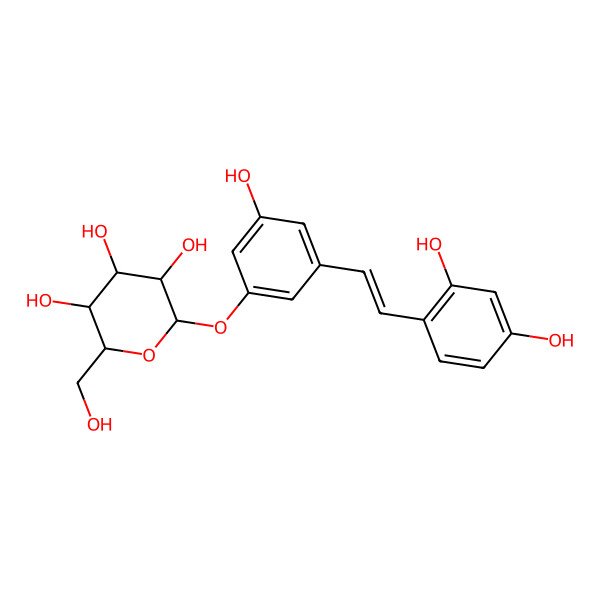 2D Structure of 2-[3-[2-(2,4-Dihydroxyphenyl)ethenyl]-5-hydroxyphenoxy]-6-(hydroxymethyl)oxane-3,4,5-triol