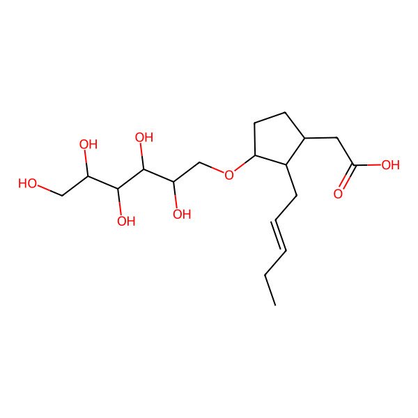 2D Structure of 2-[3-(2,3,4,5,6-Pentahydroxyhexoxy)-2-pent-2-enylcyclopentyl]acetic acid