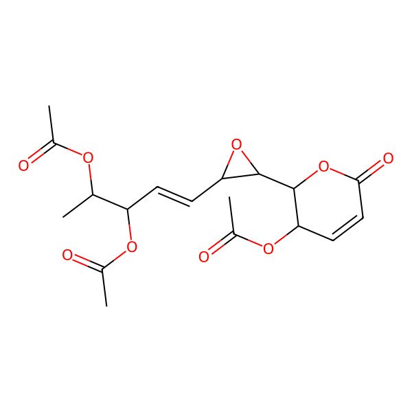 2D Structure of [2-[3-(3,4-Diacetyloxypent-1-enyl)oxiran-2-yl]-6-oxo-2,3-dihydropyran-3-yl] acetate